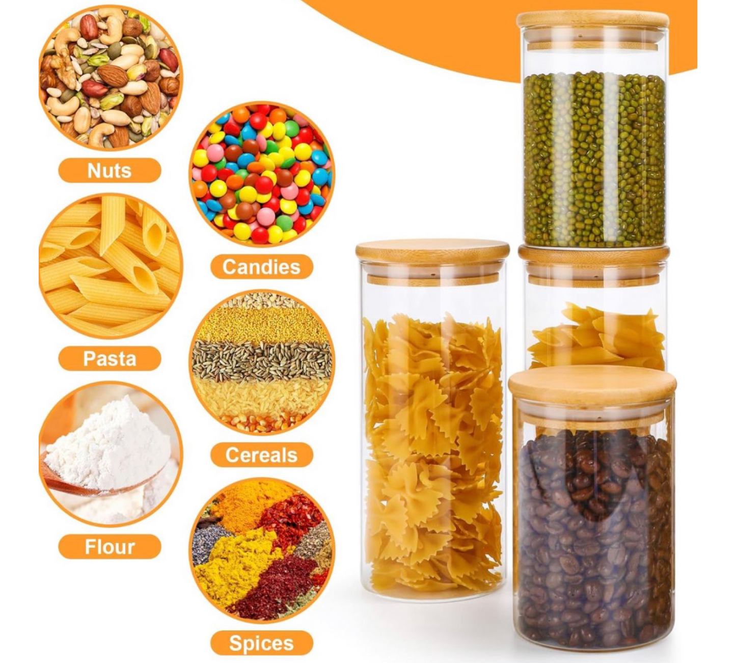7er Set Glas Vorratsbehälter