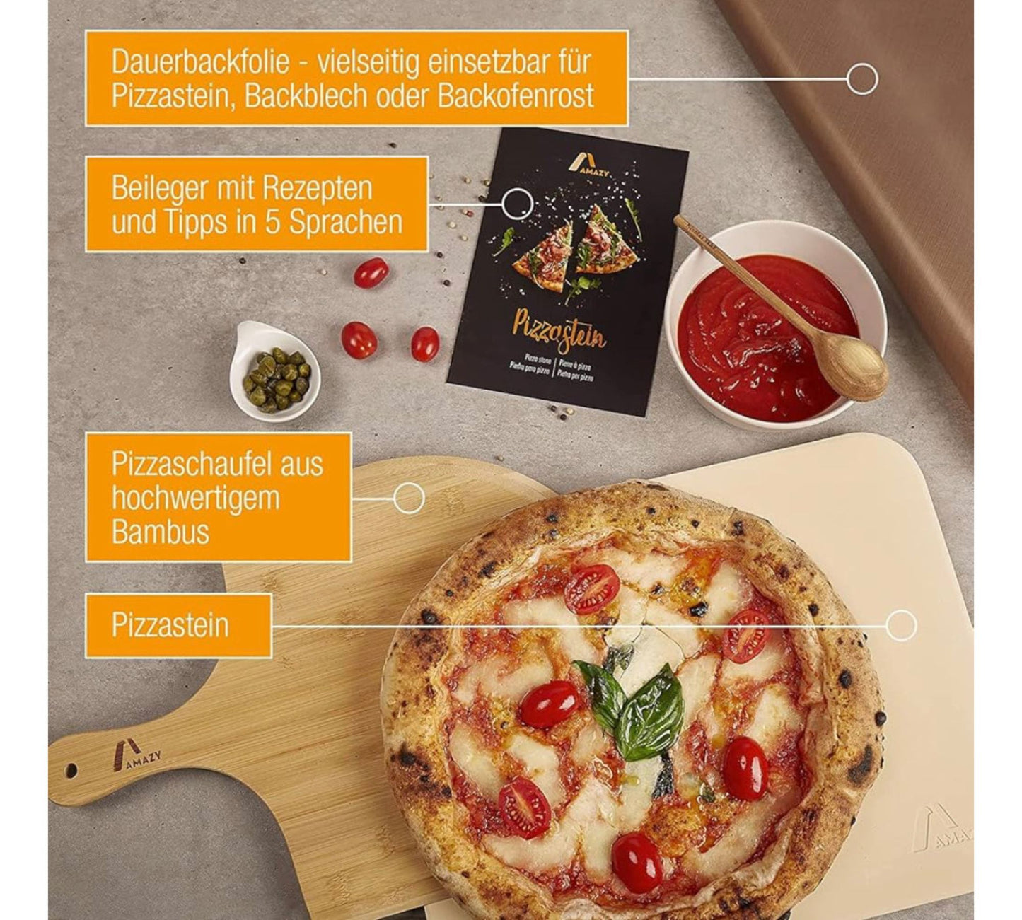 Amazy Pizzastein Set