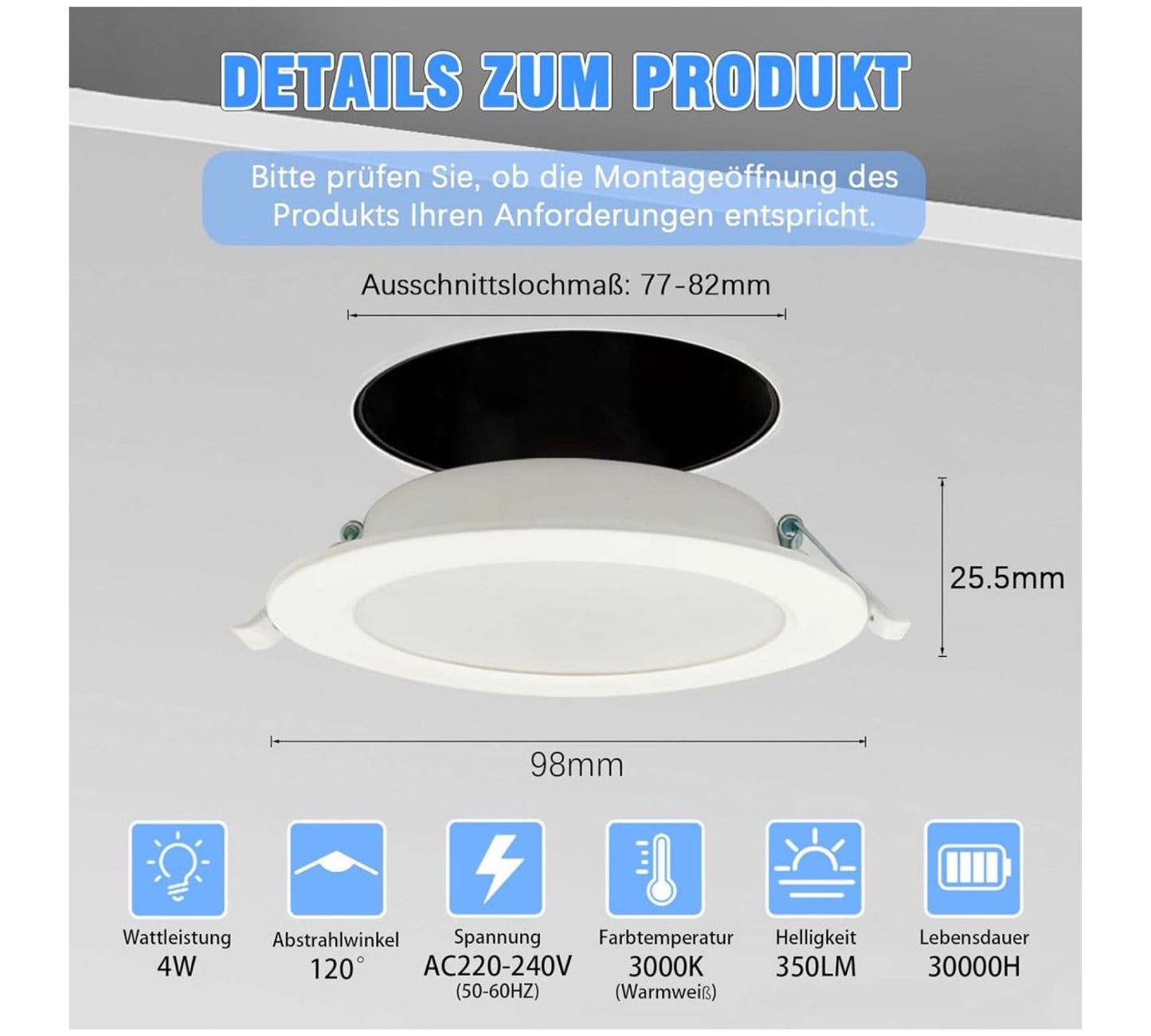 6er Set WeshLMPO LED Einbaustrahler