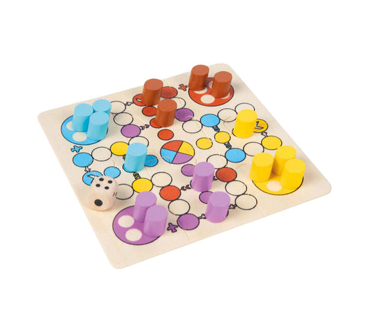 Mini Brettspiel Ludo aus Holz